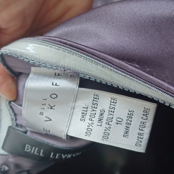 Bill Levkoff Satin Gray/silver Strapless Dress, sz 10 - Picture 6 of 6